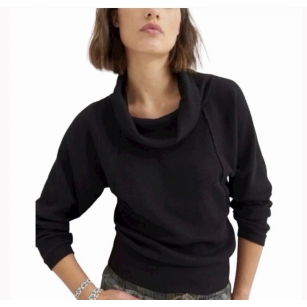 Anthropologie Pilcro Waffle Knit Cowl Neck Sweater Womens Size Large Black